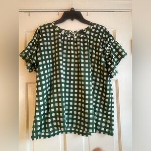 Ann Taylor Grren Gingham Blouse